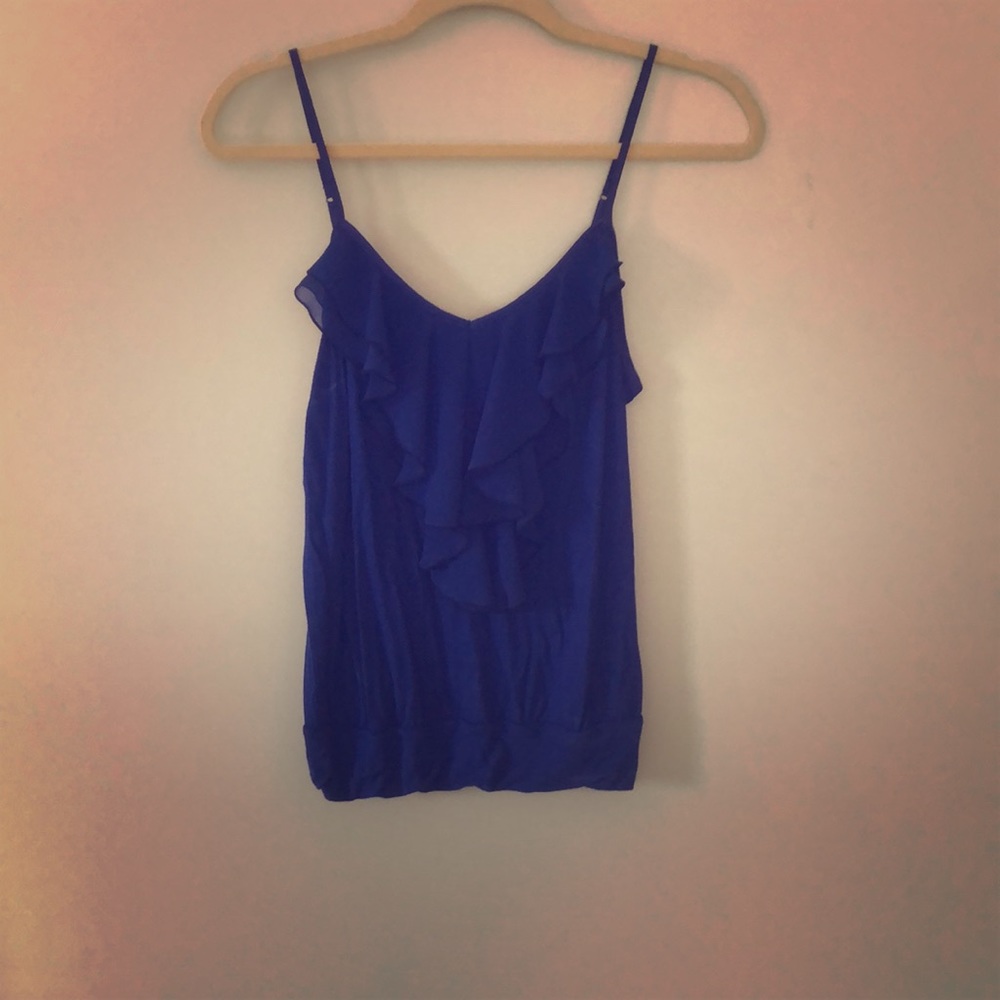 Blue express Tank top with ruffle front